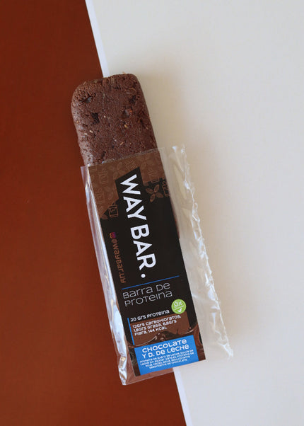 Barrita proteica de chocolate y dulce de leche