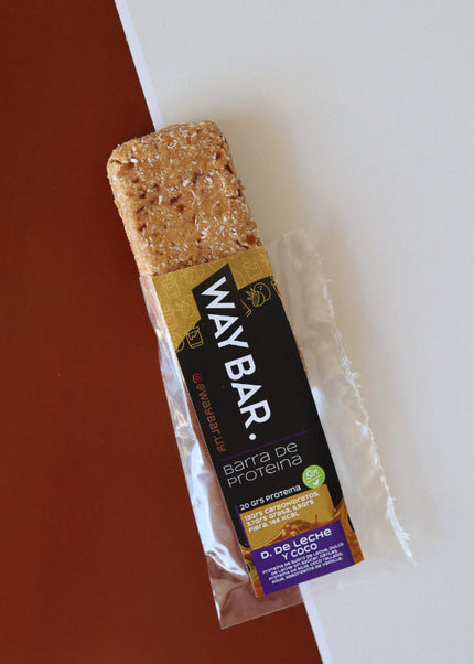Barrita proteica de coco y dulce de leche